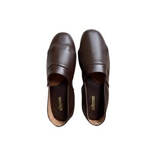 Men’s Vermont Country Store Classic Leather Slippers Size 11 Brown House Shoes